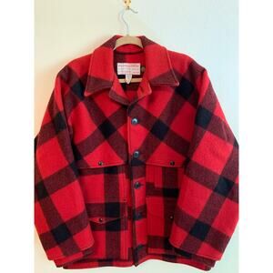 VINTAGE 80s CC FILSON USA DOUBLE Mackinaw Cruiser Coat Sz 42 Mens (M) 100% Wool